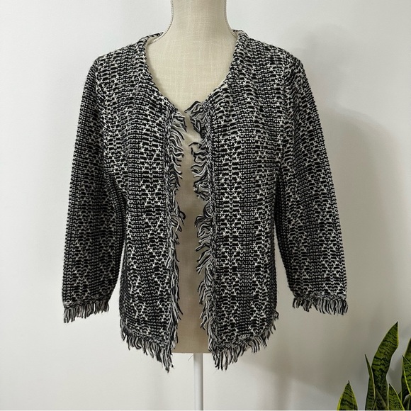 Lineamaglia Cardigan Fringe Knit Wool Alpaca Acrylic Nylon Blend Women’s L - Picture 1 of 10